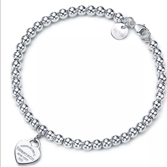 Tiffany & Co. Heart Tag Bead Bracelet in Sliver - Picture 2 of 3